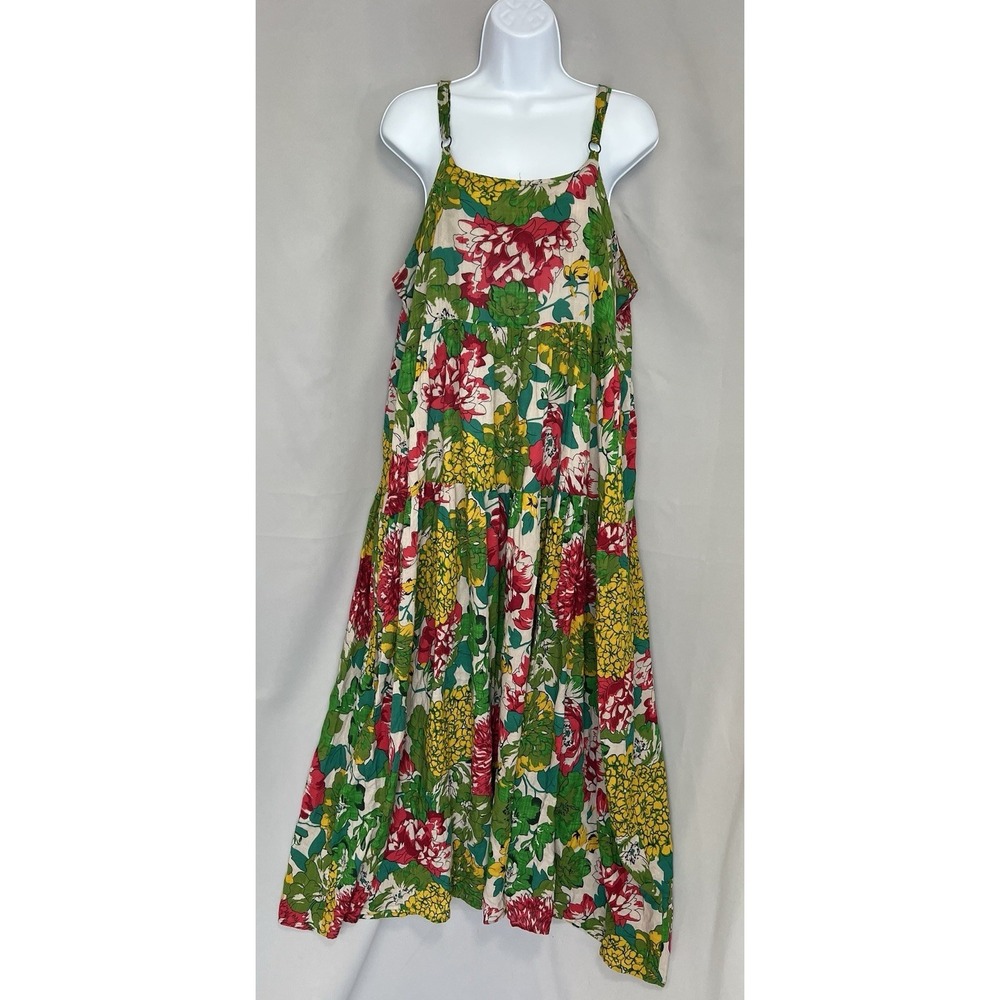 Yesno Womens Womens Green‎ Floral Print SunTank Maxi Dress Size Large